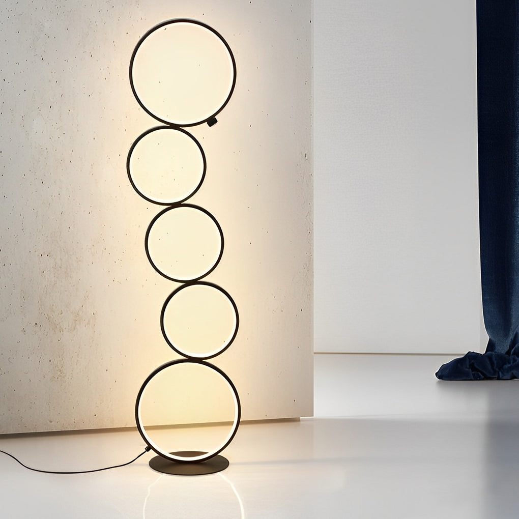 Lunaria | Modern Black Floor Lamp with Five-Layered Ring Design 4