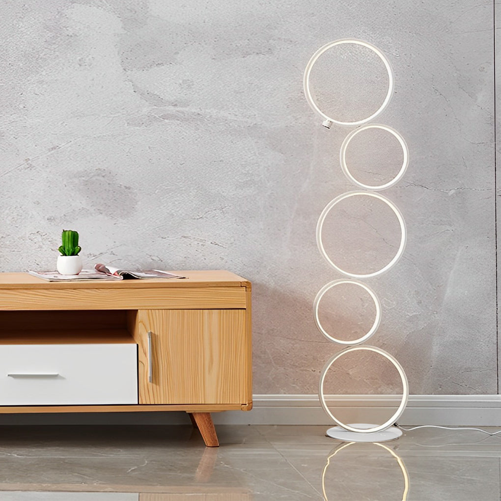 Lunaria | Modern Black Floor Lamp with Five-Layered Ring Design 5