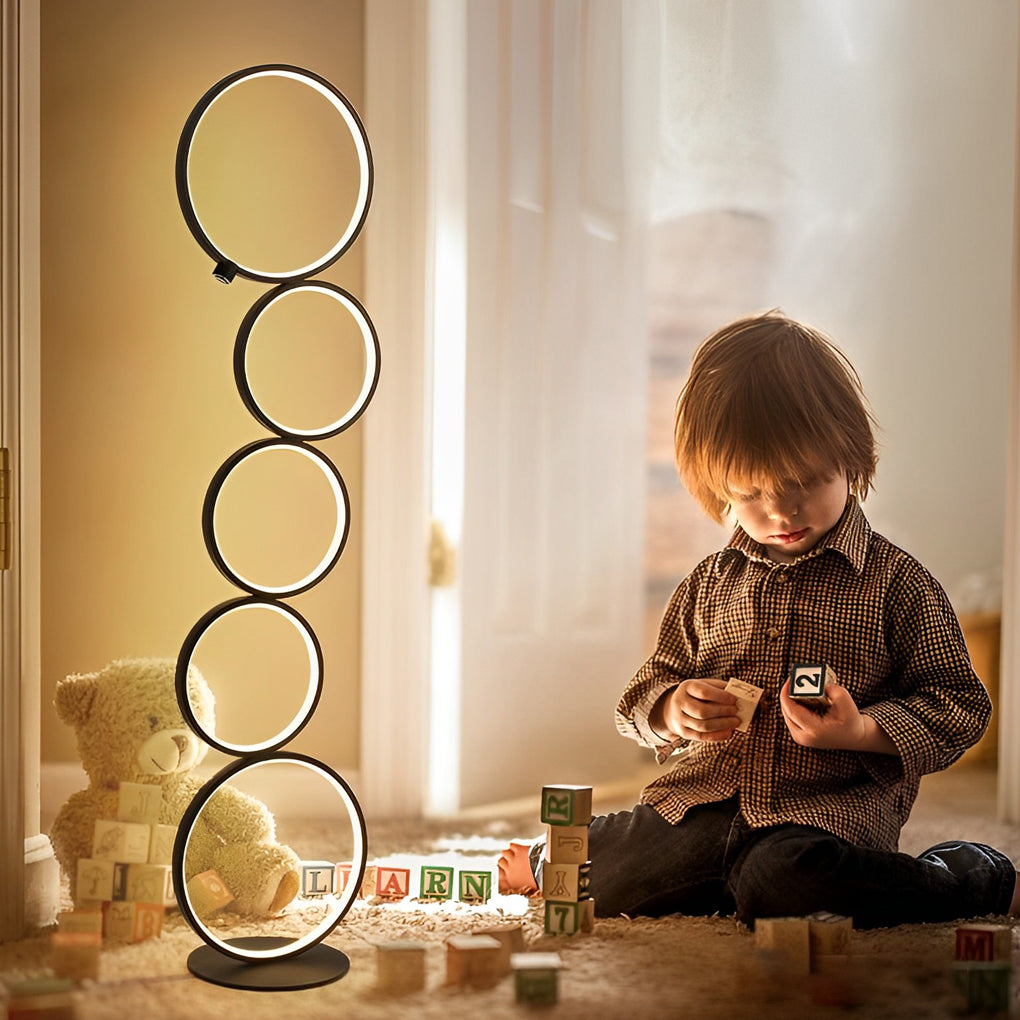 Lunaria | Modern Black Floor Lamp with Five-Layered Ring Design 6