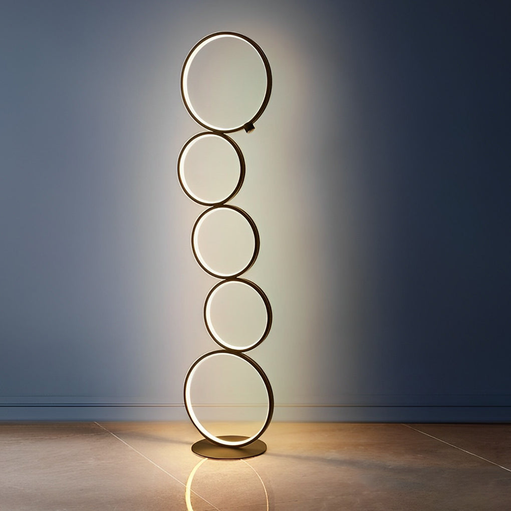 Lunaria | Modern Black Floor Lamp with Five-Layered Ring Design 7