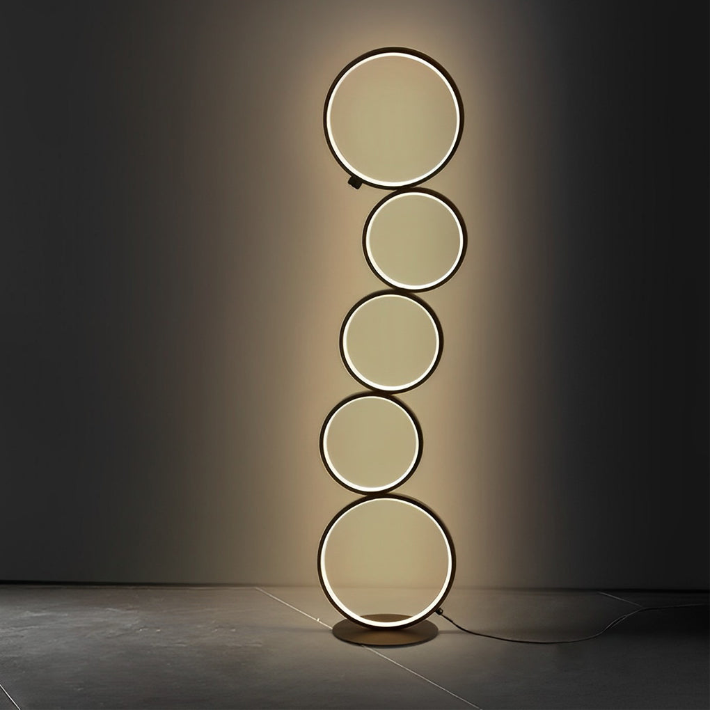 Lunaria | Modern Black Floor Lamp with Five-Layered Ring Design 8