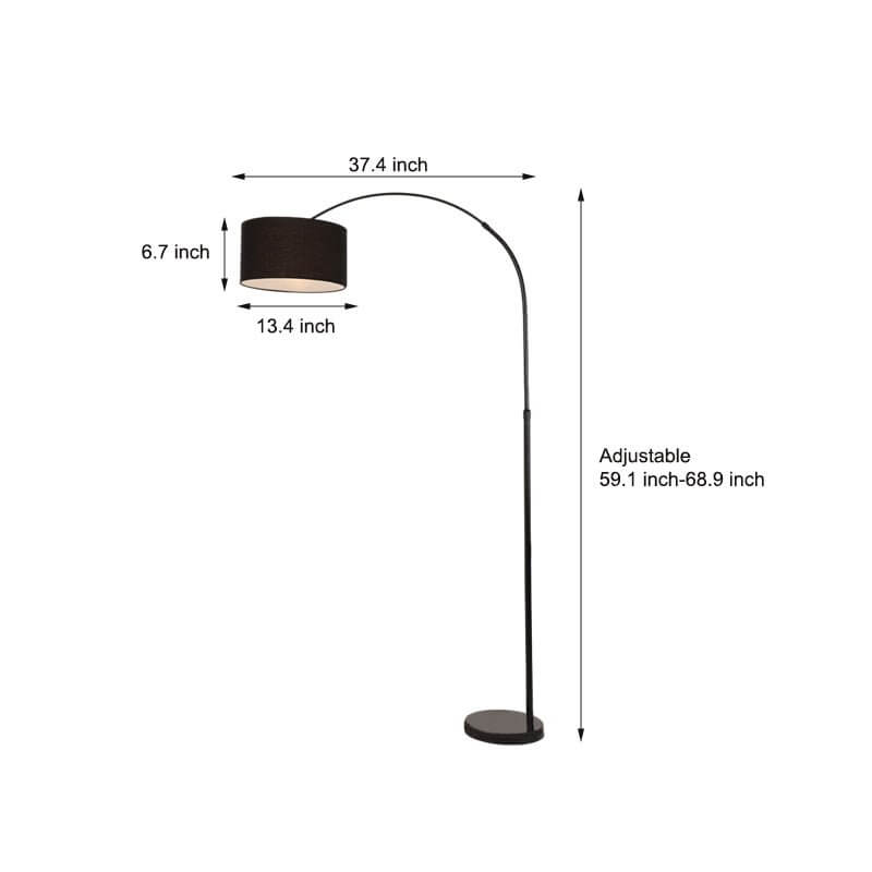 Lunaris | Modern Adjustable Black Arc Floor Lamp with Marble Base 6