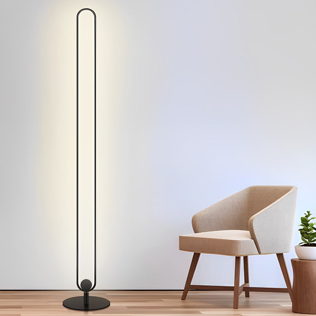 Lunaris | Modern Black Oval Standing Floor Lamp with Warm LED Light 0