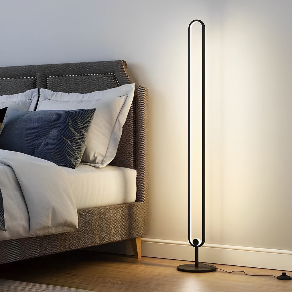 Lunaris | Modern Black Oval Standing Floor Lamp with Warm LED Light 1