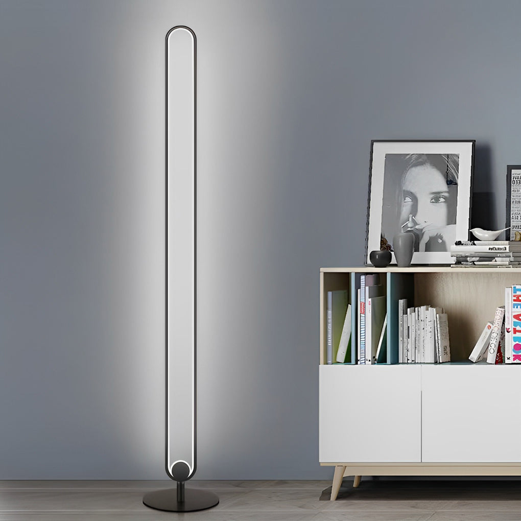 Lunaris | Modern Black Oval Standing Floor Lamp with Warm LED Light 2