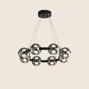 Freyza - Stylish Modern Aluminum Round Chandelier with Glass Orbs
