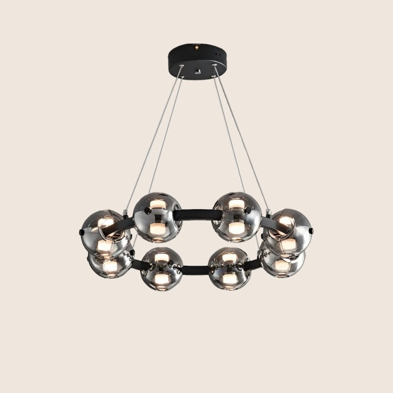 Freyza - Stylish Modern Aluminum Round Chandelier with Glass Orbs
