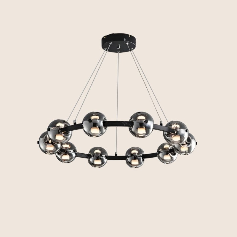 Freyza - Stylish Modern Aluminum Round Chandelier with Glass Orbs