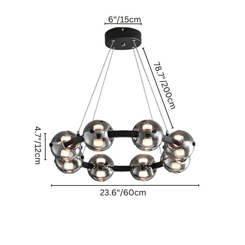 Freyza - Stylish Modern Aluminum Round Chandelier with Glass Orbs