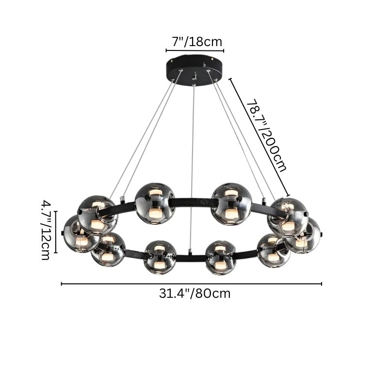 Freyza - Stylish Modern Aluminum Round Chandelier with Glass Orbs