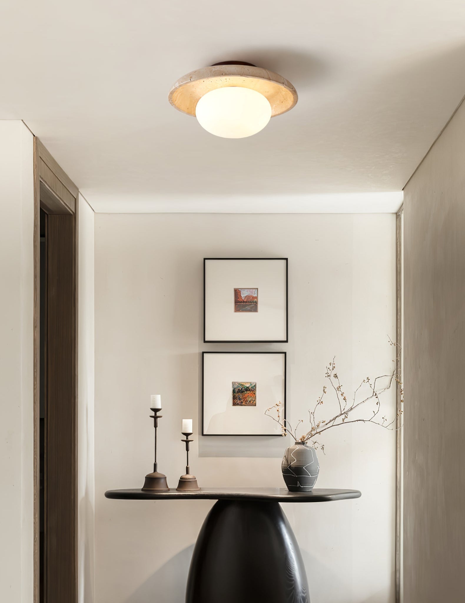Freyza | Plafonnier minimaliste en travertin Cataliel – Chambre et salon minimalistes