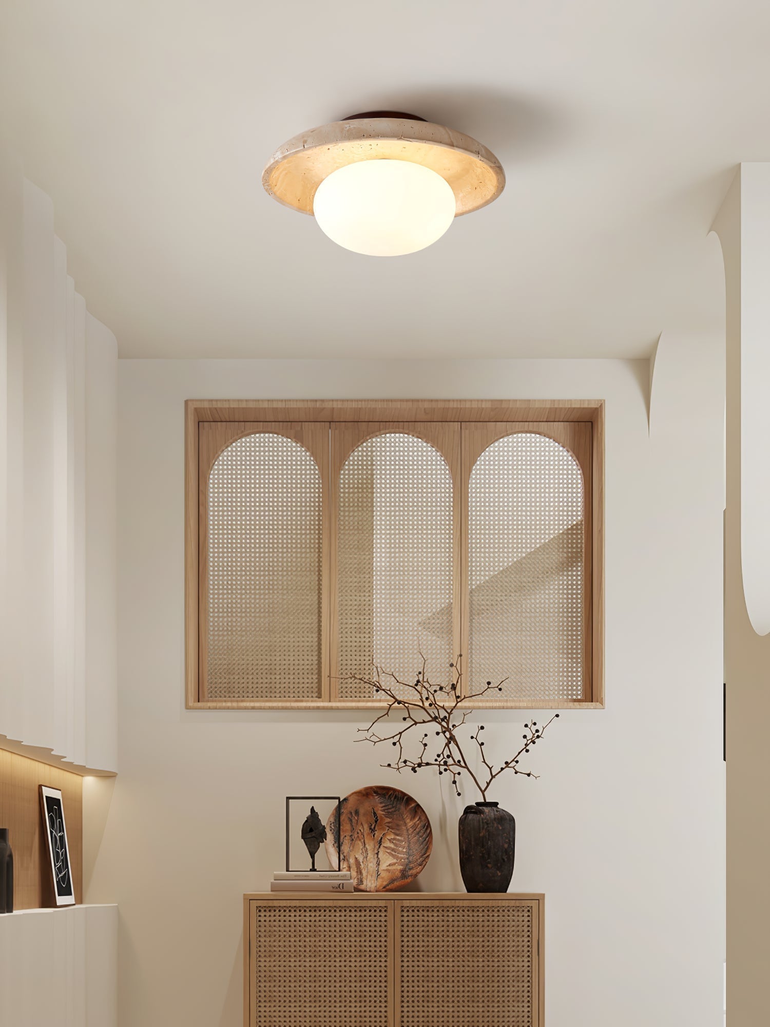 Freyza | Plafonnier minimaliste en travertin Cataliel – Chambre et salon minimalistes