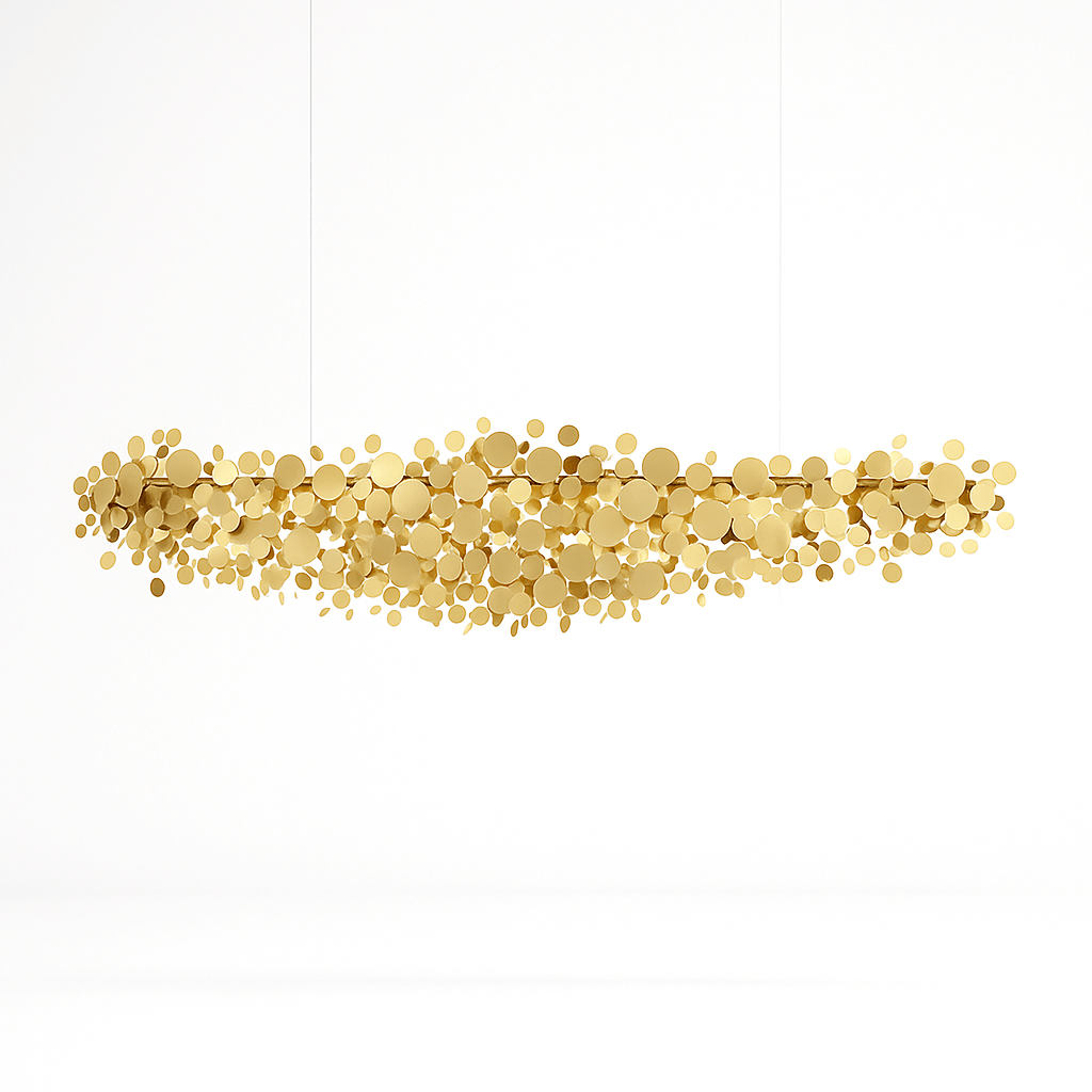 Freyza - LustraGlow | Elegante moderne goldene Kronleuchter-Leuchte fürs Esszimmer