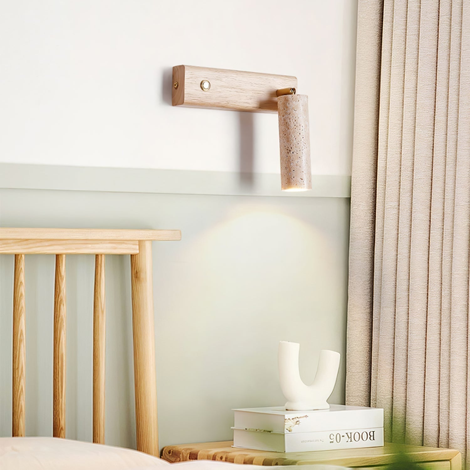 Freyza | Applique murale cylindrique en travertin Ornoria – Chambre Couloir
