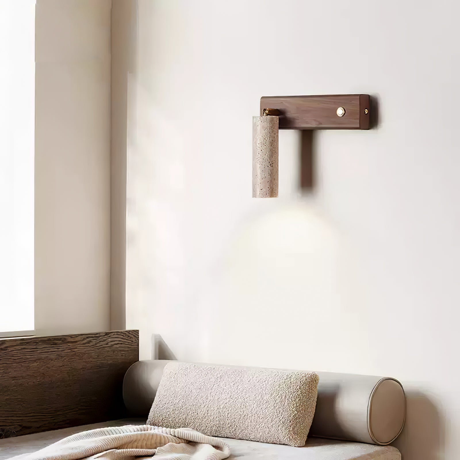 Freyza | Applique murale cylindrique en travertin Ornoria – Chambre Couloir