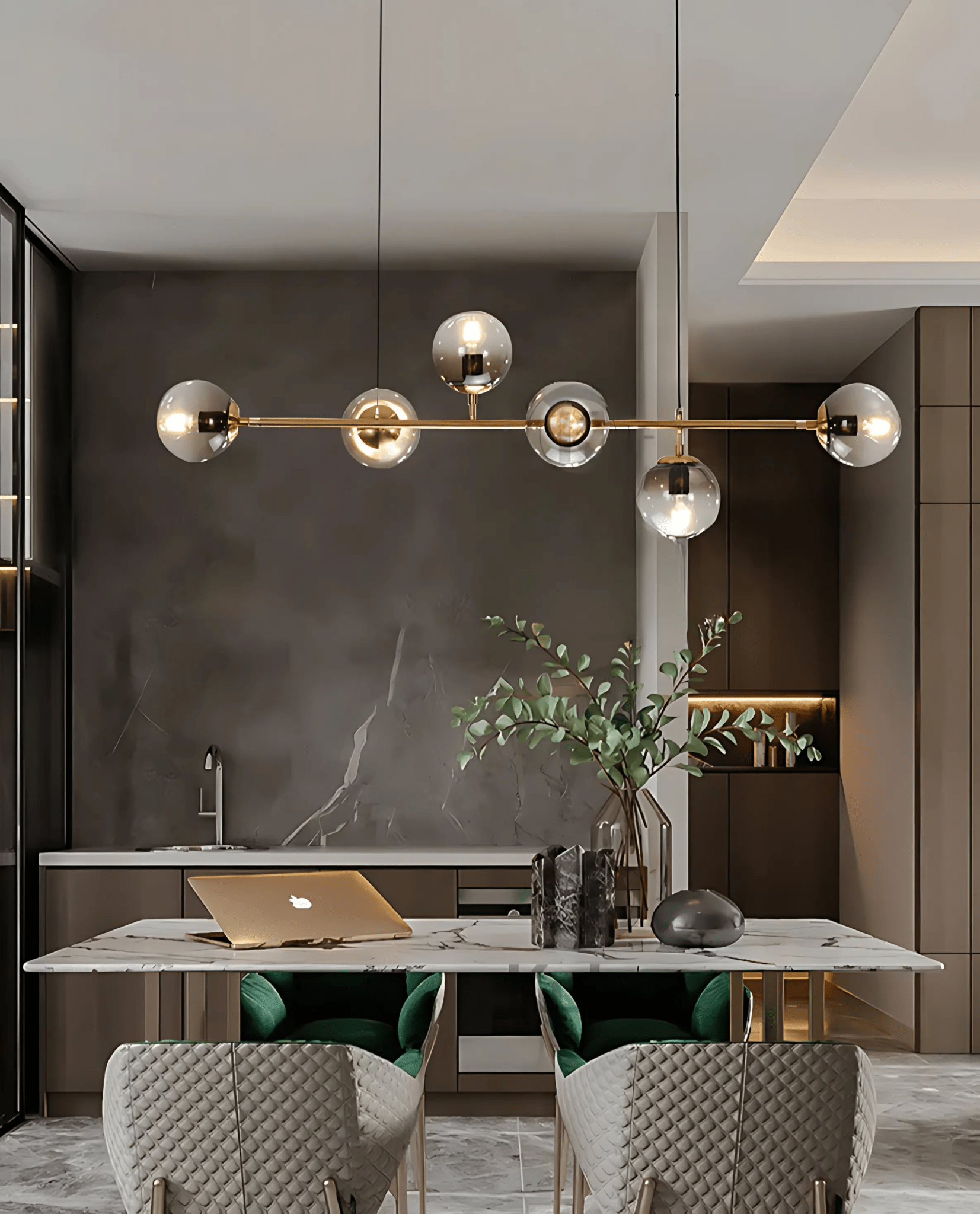 Freyza - Lustra | Elegant Black Satin Glass Kitchen Pendant Lighting Fixture