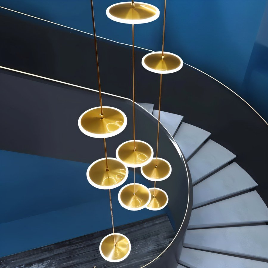 Freyza - LuxeAura | Elegant Gold Crystal Chandelier Light for Staircases