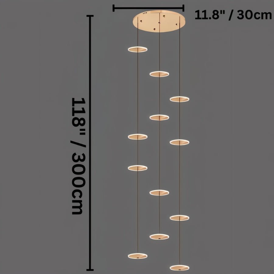 Freyza - LuxeAura | Elegant Gold Crystal Chandelier Light for Staircases