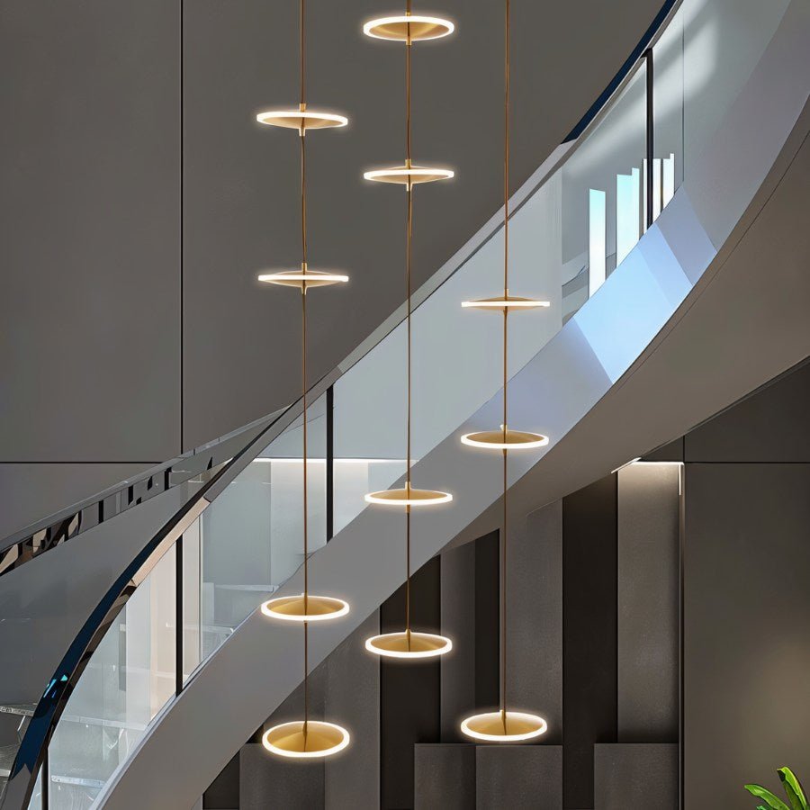 Freyza - LuxeAura | Elegant Gold Crystal Chandelier Light for Staircases