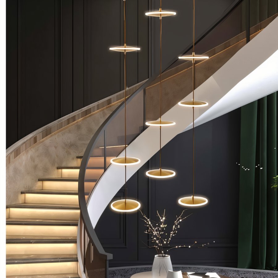 Freyza - LuxeAura | Elegant Gold Crystal Chandelier Light for Staircases
