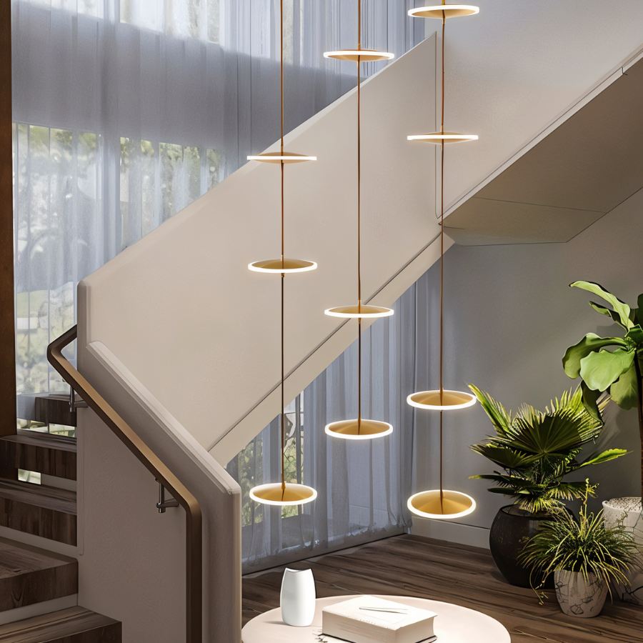 Freyza - LuxeAura | Elegant Gold Crystal Chandelier Light for Staircases