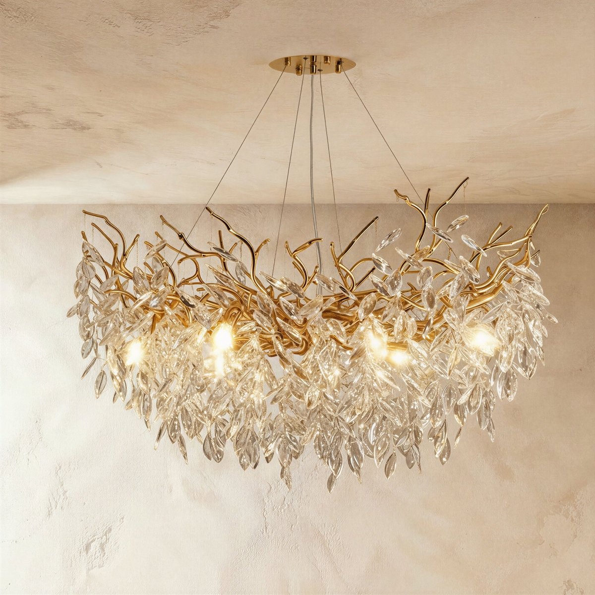 Freyza - LuxeAura | Elegant Modern Gold Crystal Chandelier Light Fixture