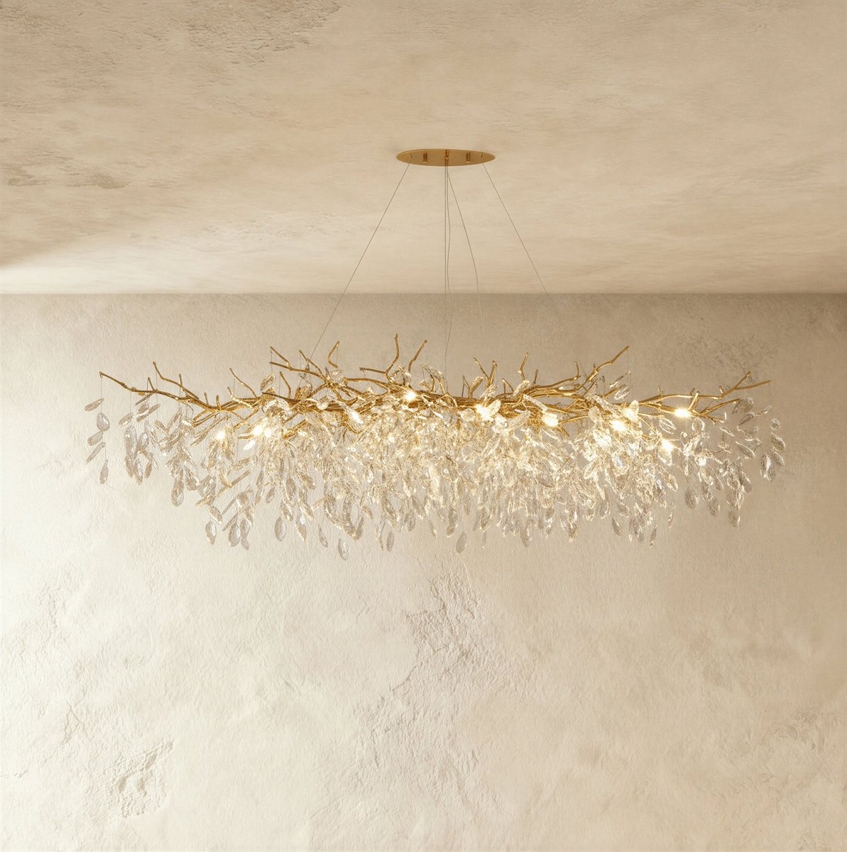 Freyza - LuxeAura | Elegant Modern Gold Crystal Chandelier Light Fixture