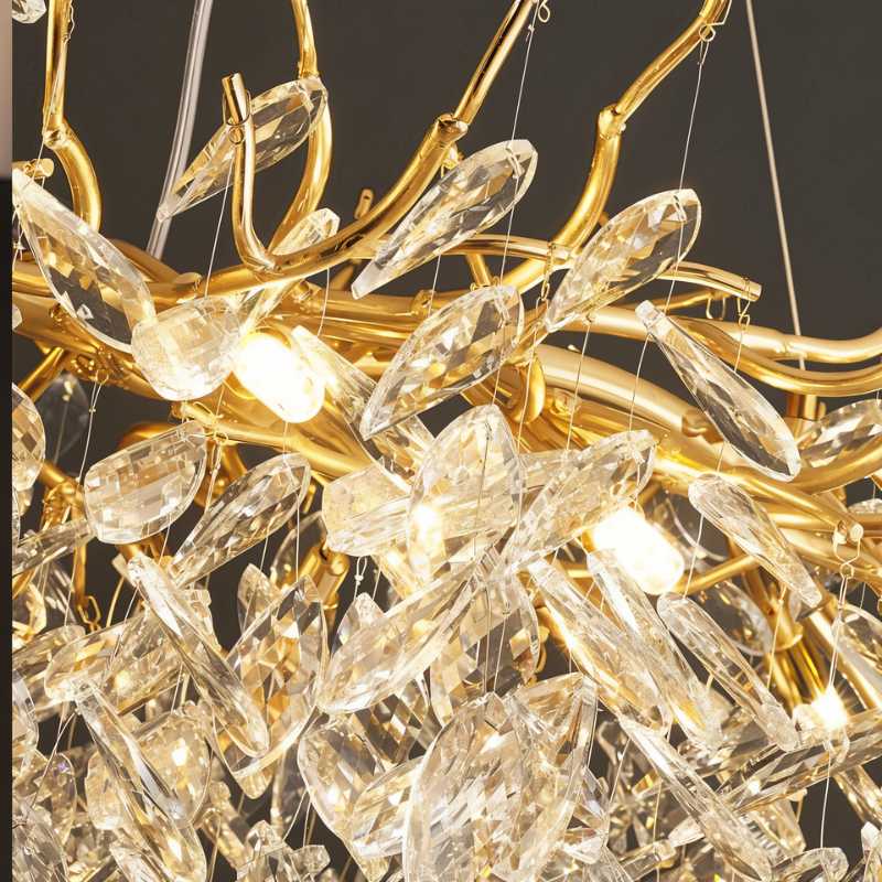 Freyza - LuxeAura | Elegant Modern Gold Crystal Chandelier Light Fixture