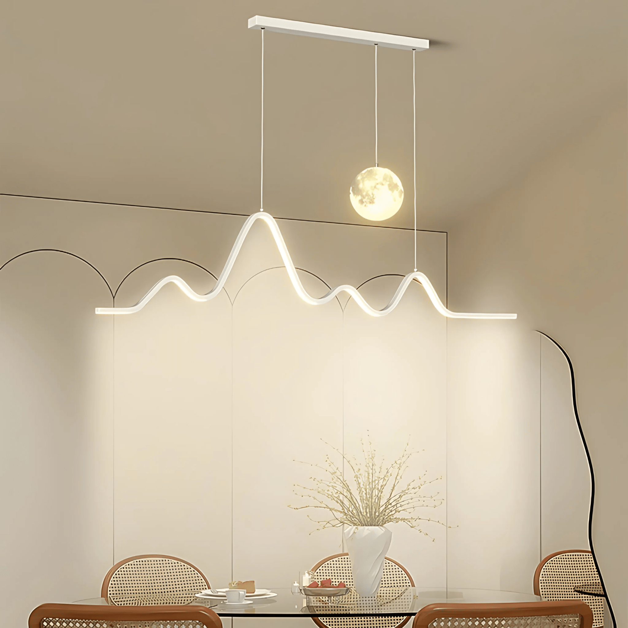Freyza - LuxeAura | Modern Dimmable Black Dining Room Chandelier Light