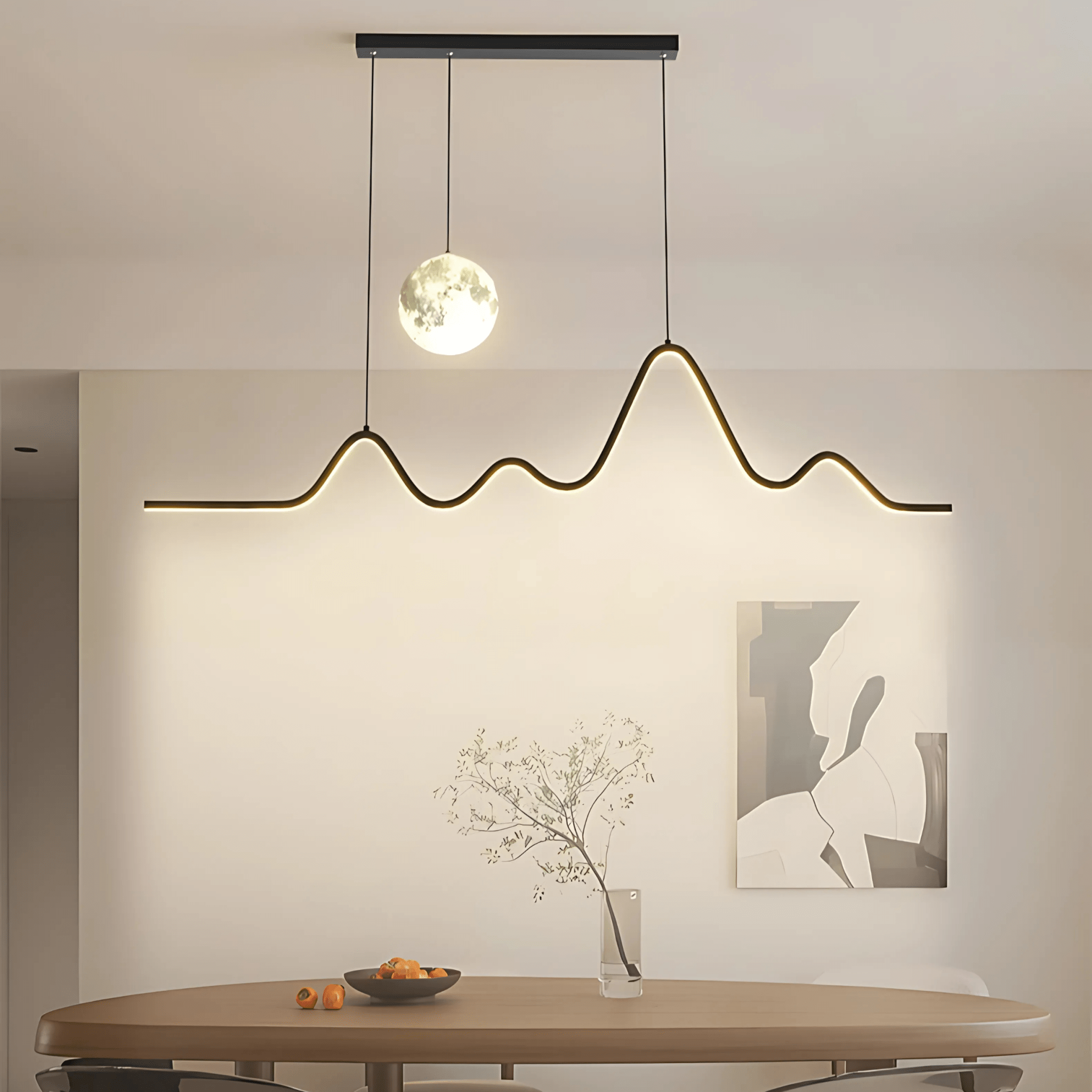 Freyza - LuxeAura | Modern Dimmable Black Dining Room Chandelier Light