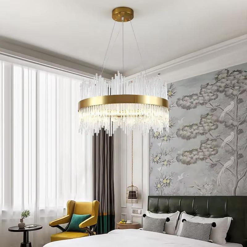 Freyza - LuxeCrystal | Elegant Gold Crystal Chandelier Light Fixture for Luxurious Spaces