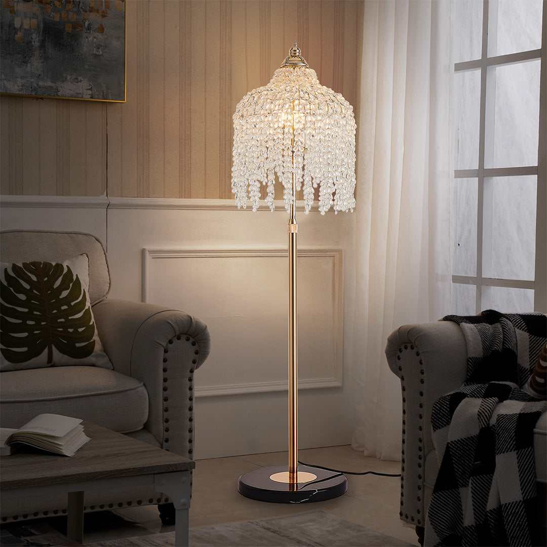 LuxeCrystal | Elegant Modern Gold Floor Lamp with Dual Style Options 2