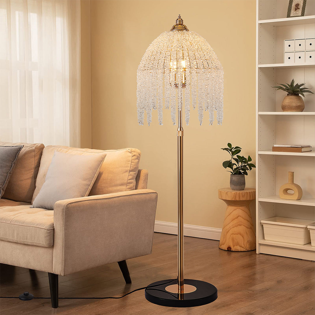 LuxeCrystal | Elegant Modern Gold Floor Lamp with Dual Style Options 3