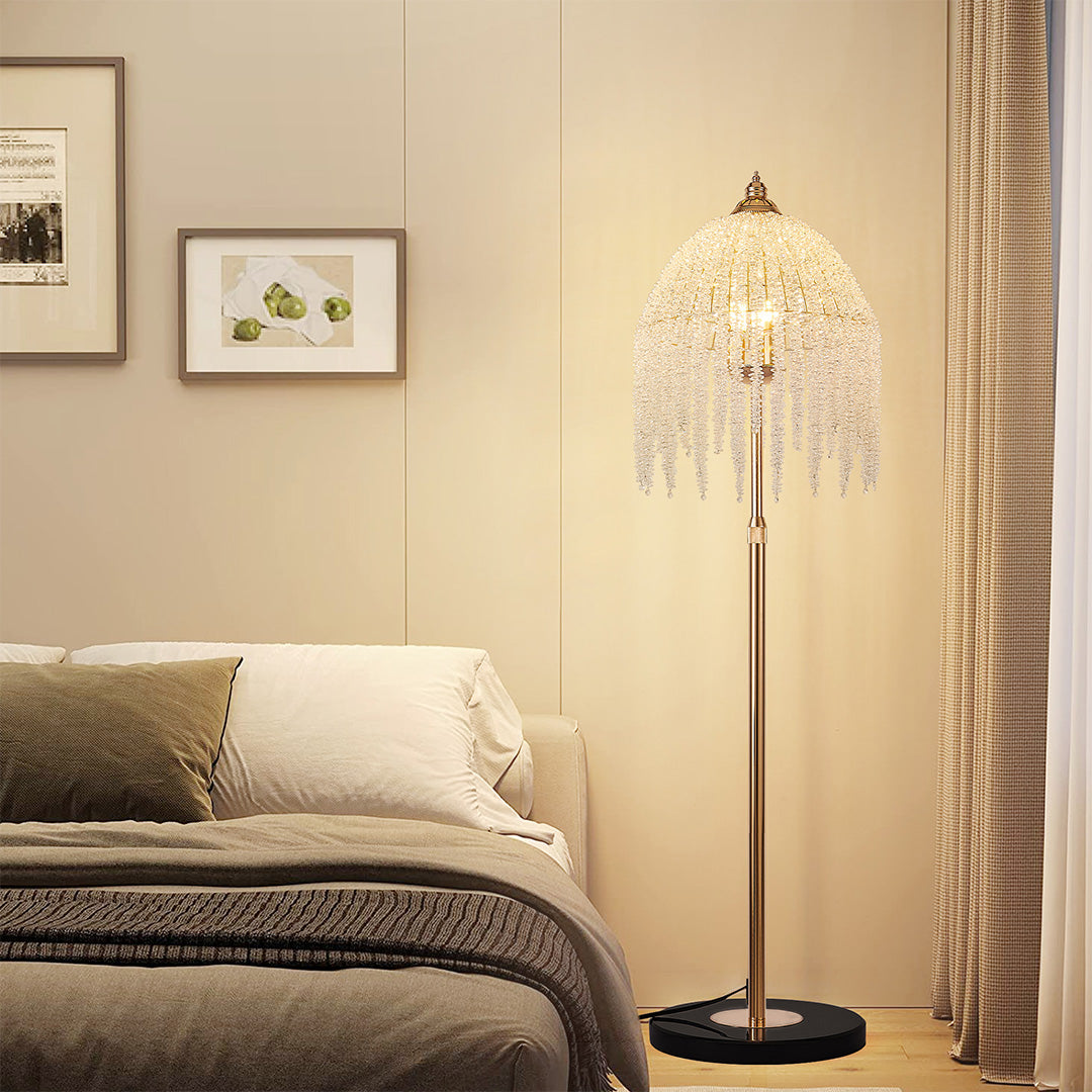 LuxeCrystal | Elegant Modern Gold Floor Lamp with Dual Style Options 4