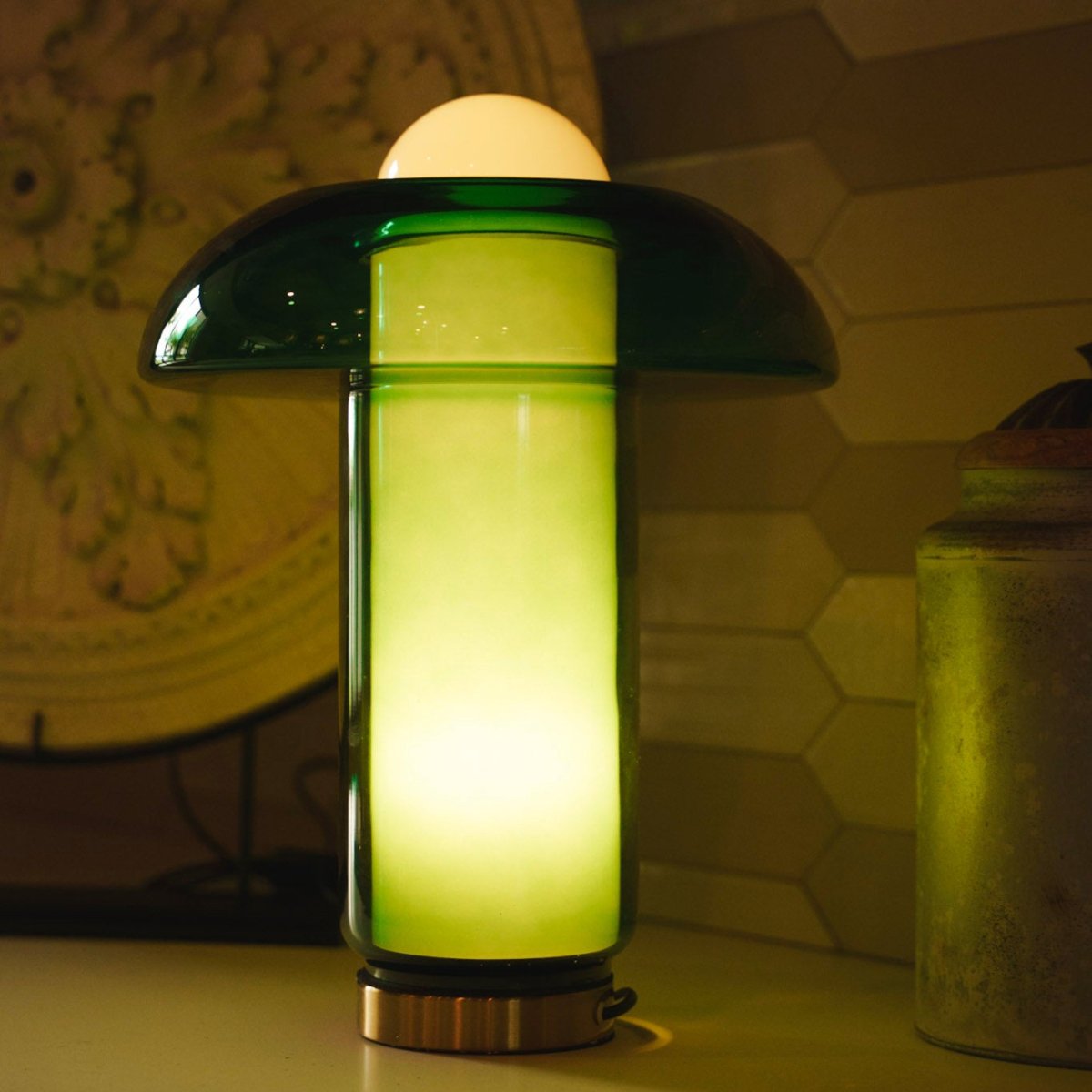 LuxeGlass | Elegant Modern Minimalist Green Table Lamp for Bedroom 3