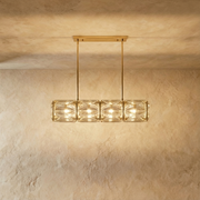 Freyza - Elegant Modern Copper Textured Glass Linear Chandelier