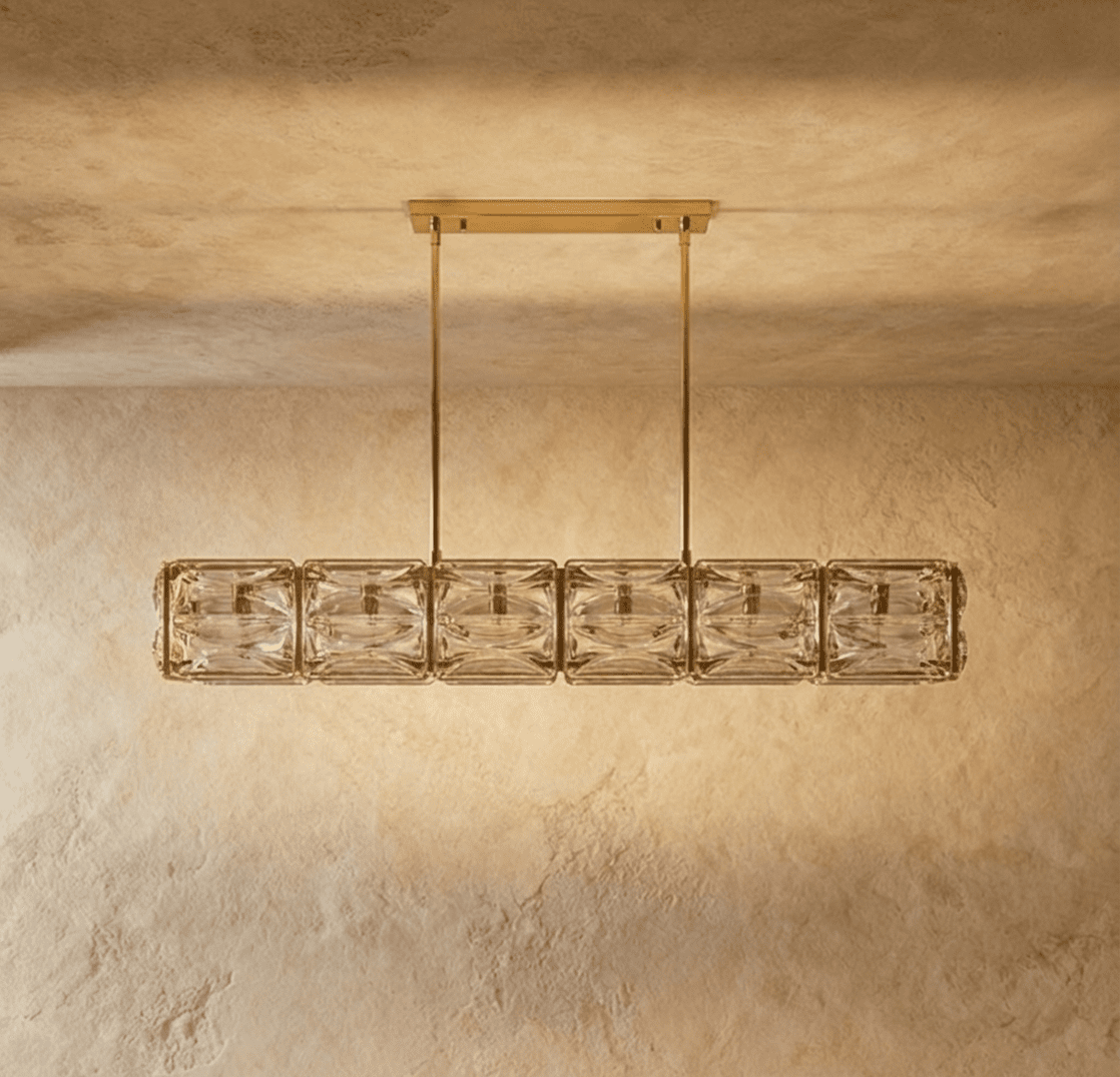Freyza - Elegant Modern Copper Textured Glass Linear Chandelier