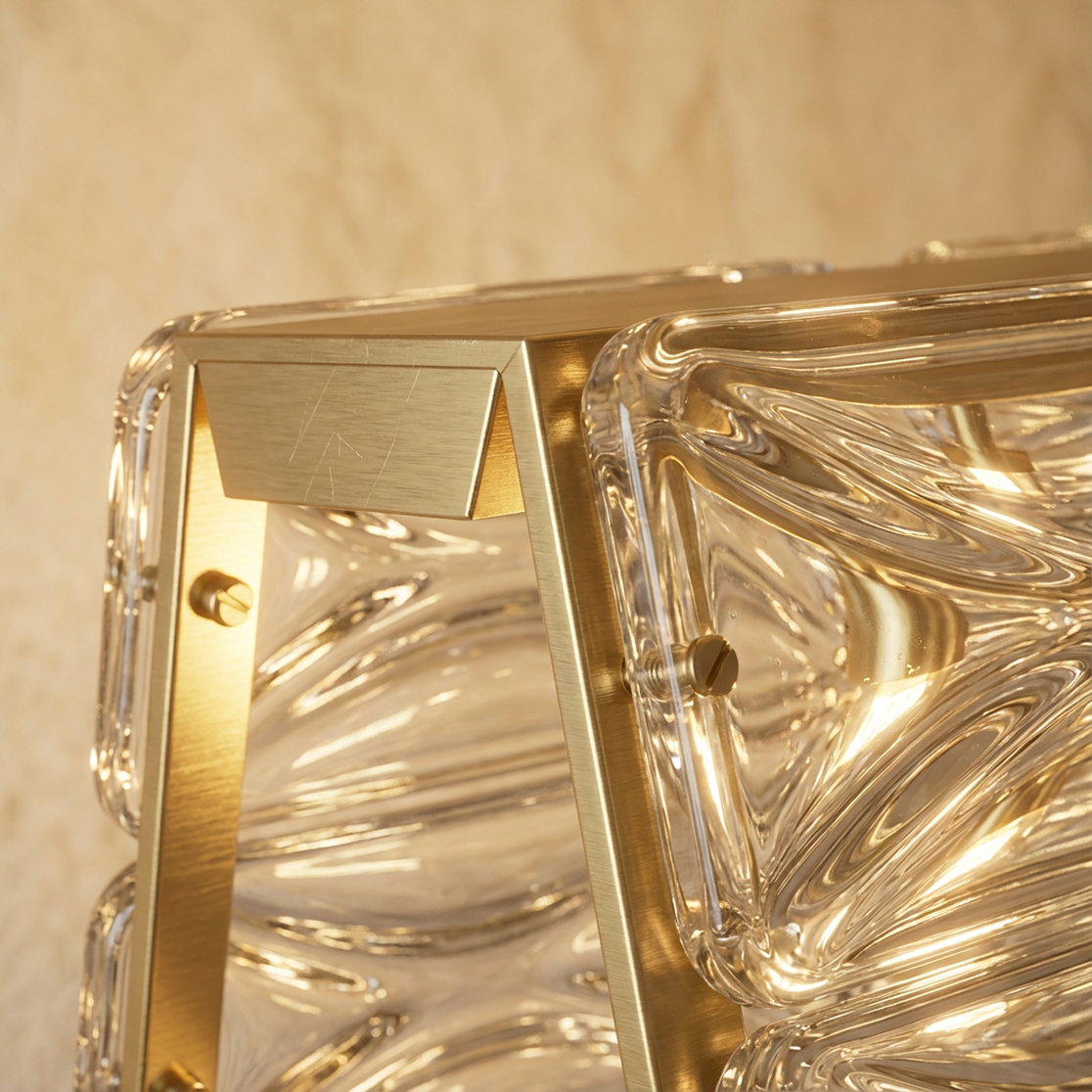 Freyza - Elegant Modern Copper Textured Glass Linear Chandelier