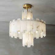 Freyza - Luxury Alabaster Chandelier Light with Brass Body & Unique Design for Elegant Home Decor