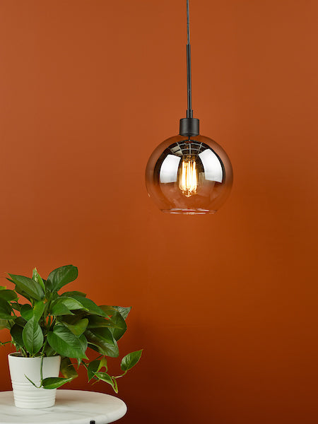 Lycia | Black Pendant Light with Ombre Glass Globe | Adjustable Height for Modern Kitchen Lighting 1