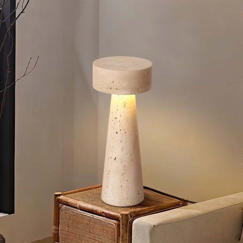 LycorisStone | Elegant Minimalist Yellow Travertine Table Lamp for Living Room 2