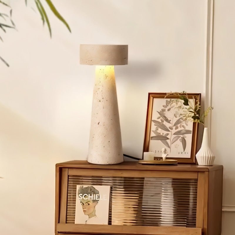 LycorisStone | Elegant Minimalist Yellow Travertine Table Lamp for Living Room 3