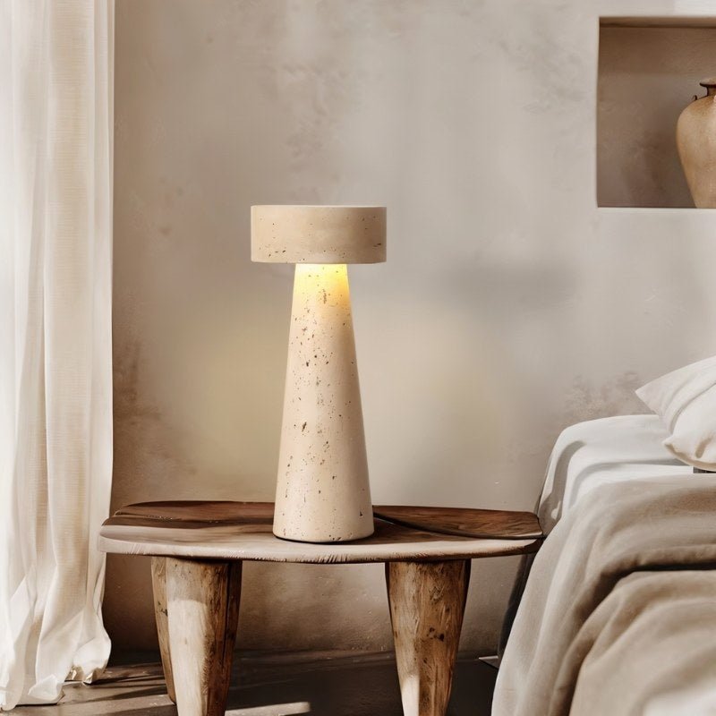 LycorisStone | Elegant Minimalist Yellow Travertine Table Lamp for Living Room 4