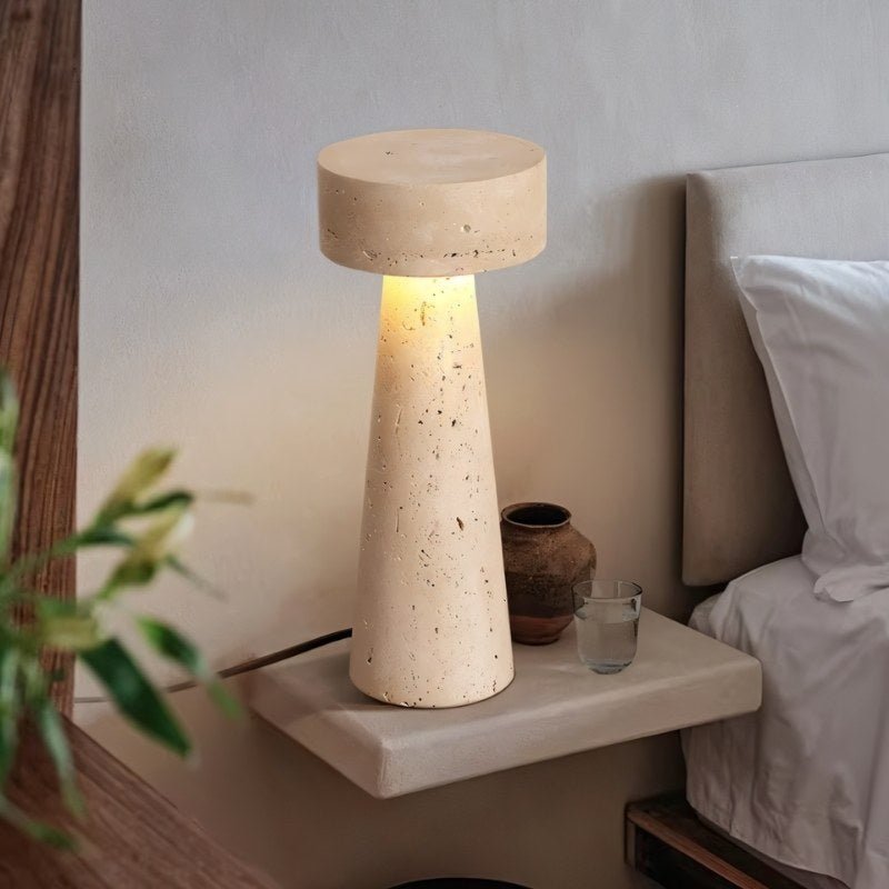 LycorisStone | Elegant Minimalist Yellow Travertine Table Lamp for Living Room 5