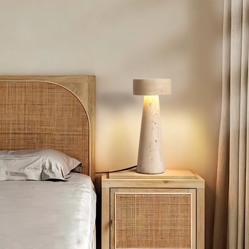 LycorisStone | Elegant Minimalist Yellow Travertine Table Lamp for Living Room 6