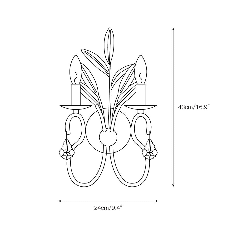 Freyza | Zerinos Leaf Shape Brass Crystal Wall Light – Bedroom Hallway