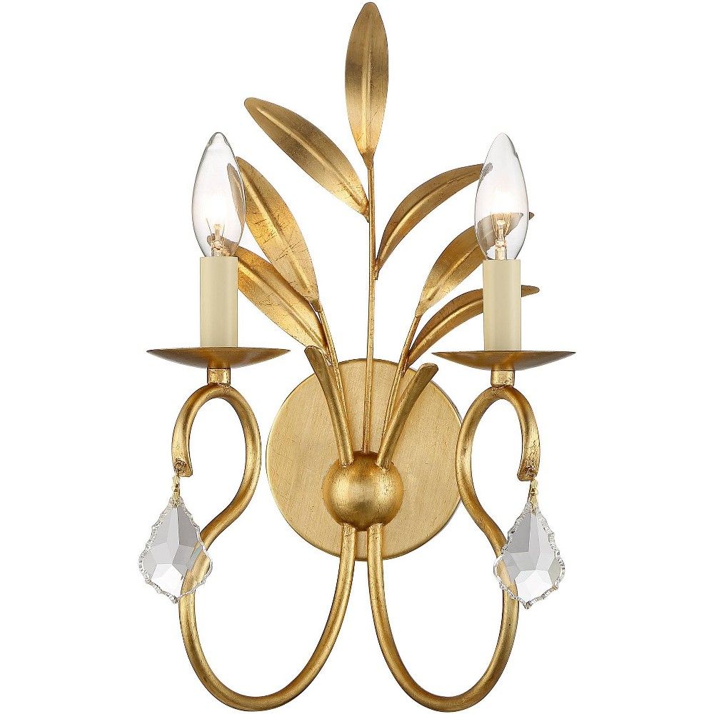 Freyza | Zerinos Leaf Shape Brass Crystal Wall Light – Bedroom Hallway