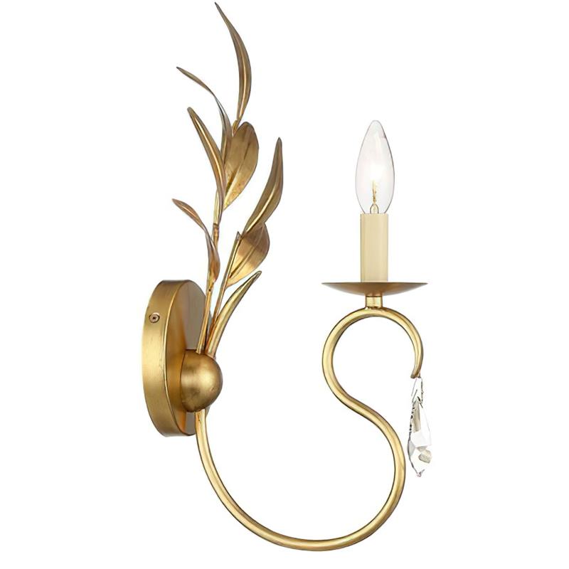 Freyza | Zerinos Leaf Shape Brass Crystal Wall Light – Bedroom Hallway