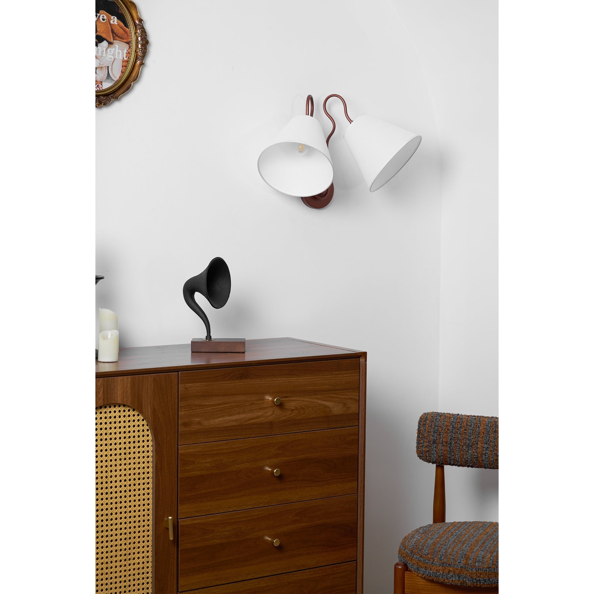 Freyza | Elthayra Vintage Industrial Fabric Wall Light – Industrial Bedroom Hallway