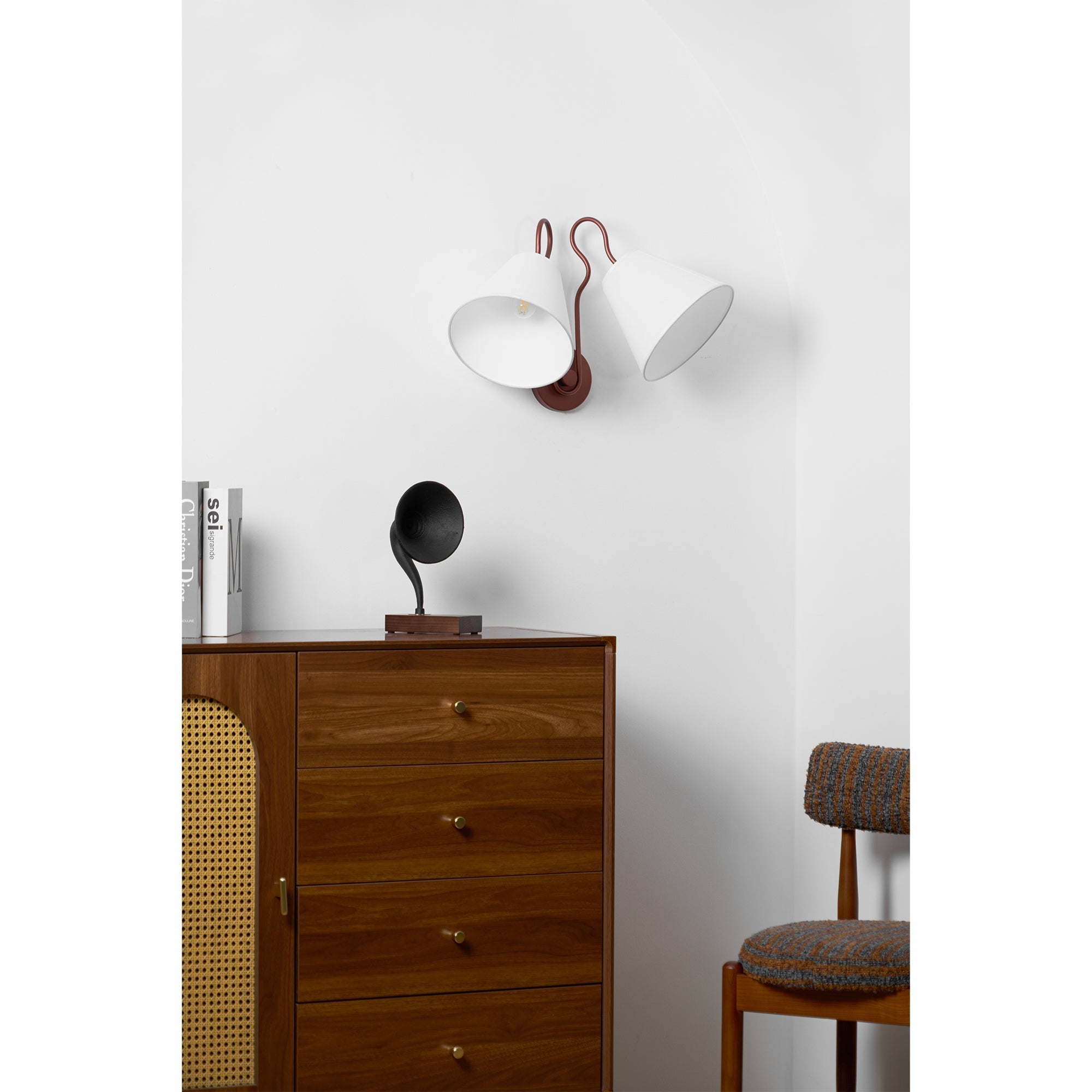 Freyza | Elthayra Vintage Industrial Fabric Wall Light – Industrial Bedroom Hallway